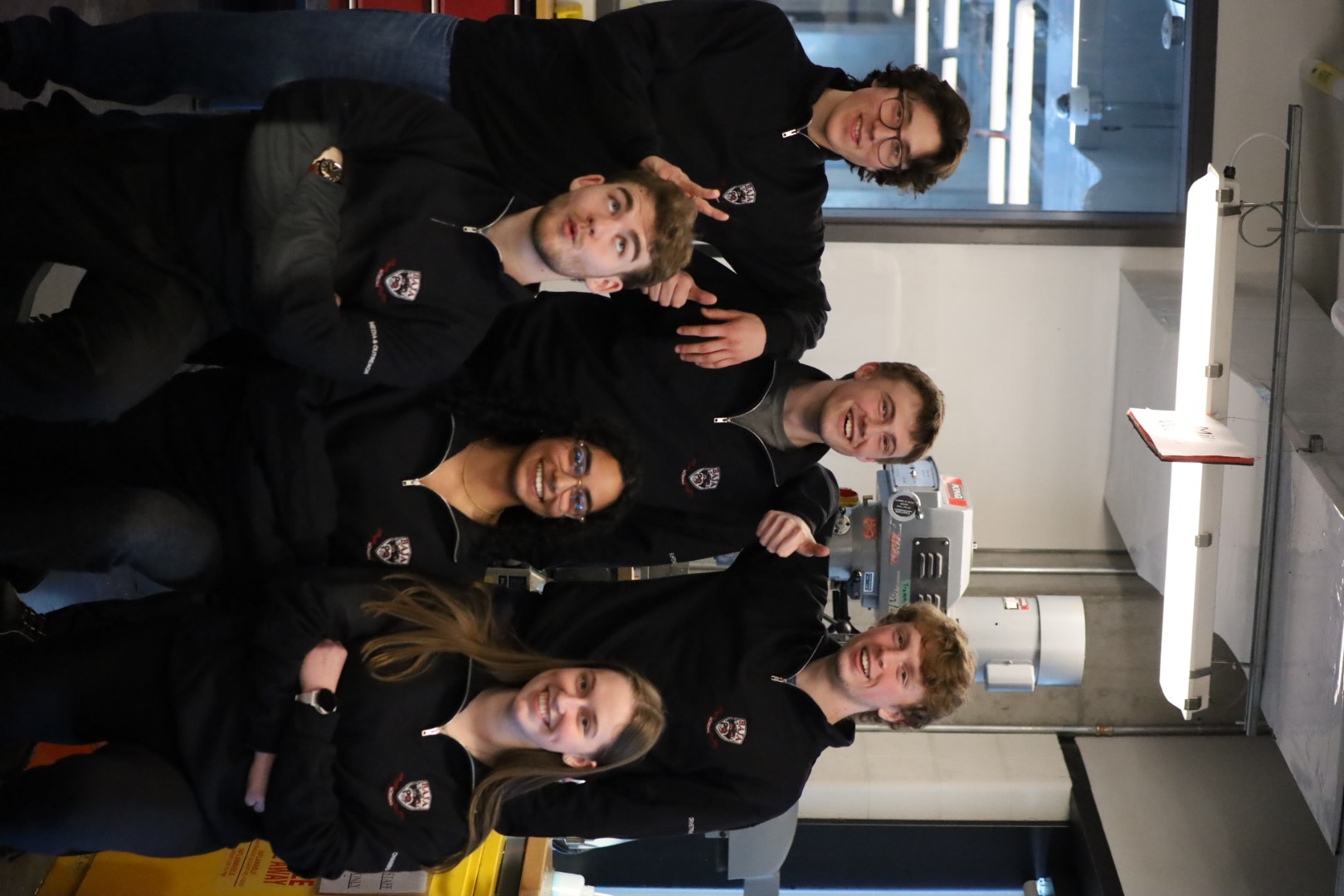 Team members in the machine shop